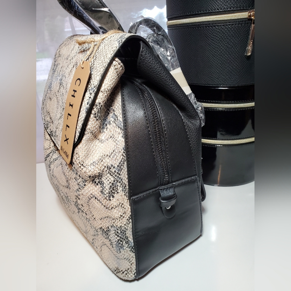 Python Snake Pattern Backpack Purse by Le Miel - Picture 2 of 6